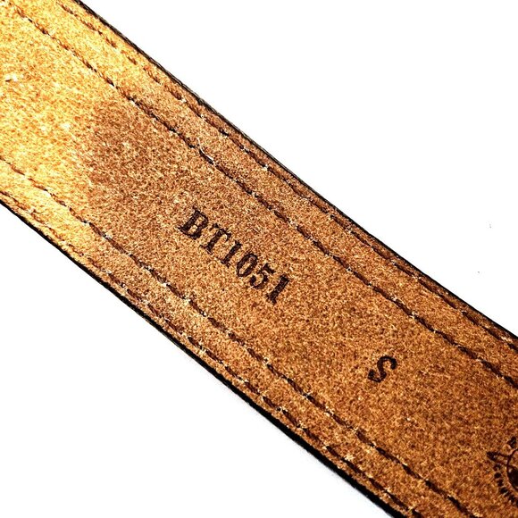 Fossil Preppy Christmas Tartan Plaid Brown Leather Belt Mens Size Small - Picture 4 of 5